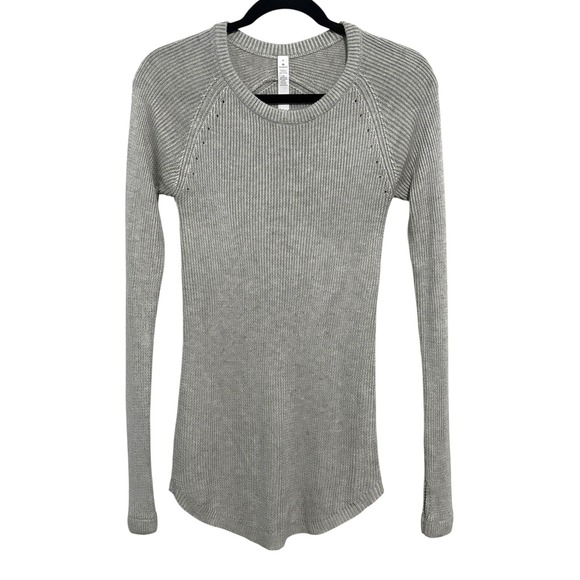 Lululemon Sweaters - Lululemon Sweater 6 Cabin Yogi Heathered Grey Ribbed Knit Cashmere Blend Long